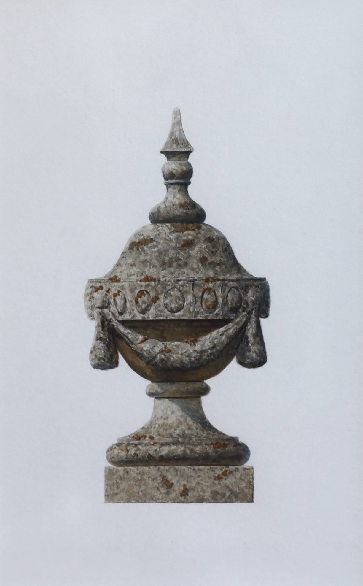 19th Century English School, Studies of stone garden urns from Ven House, Somerset and Bow Wood, watercolours, a pair, 21.5 x 13.5cm